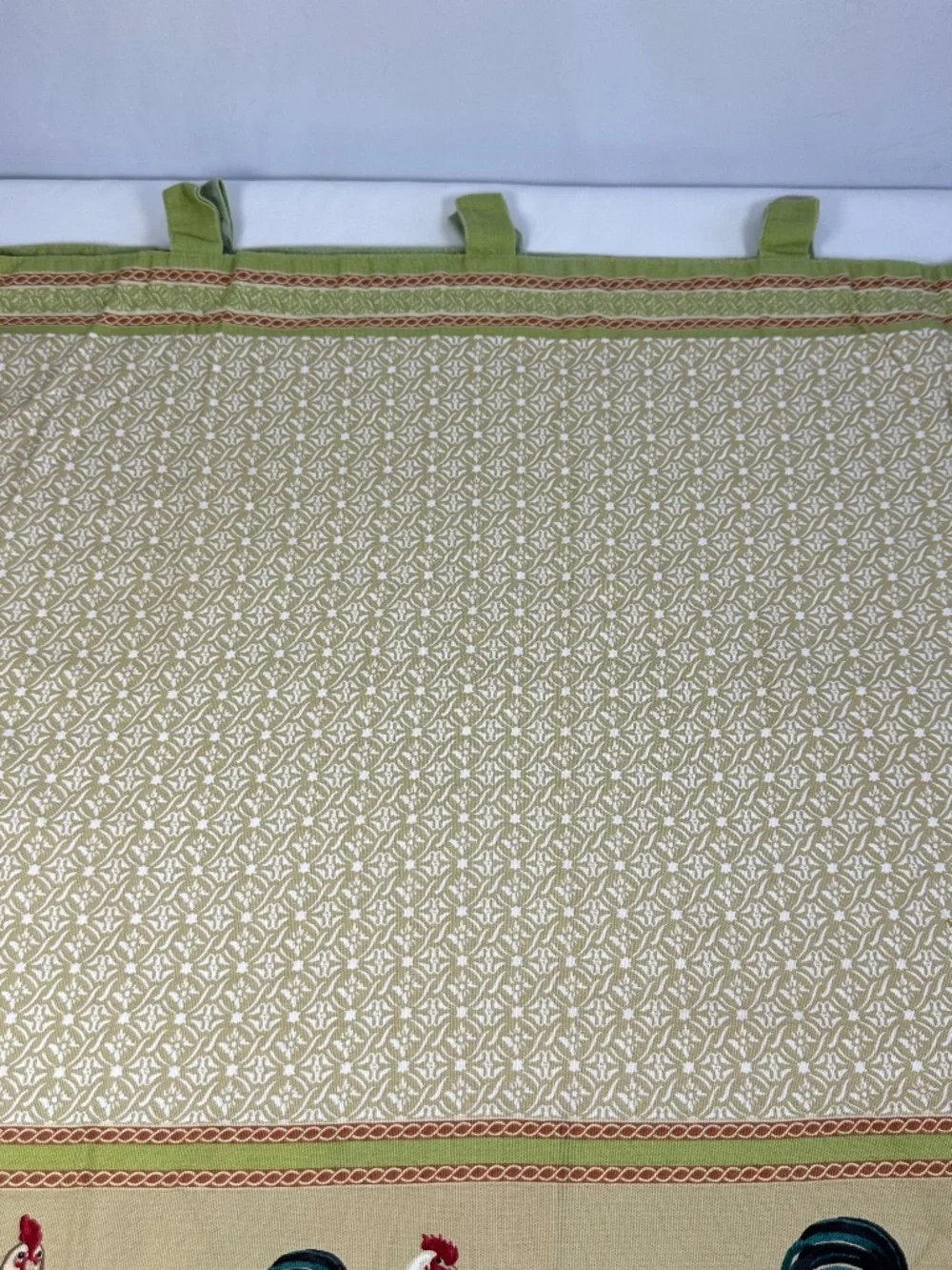 Better Homes Rooster Design 2 Curtain Panels & Valance Olive Green and Beige